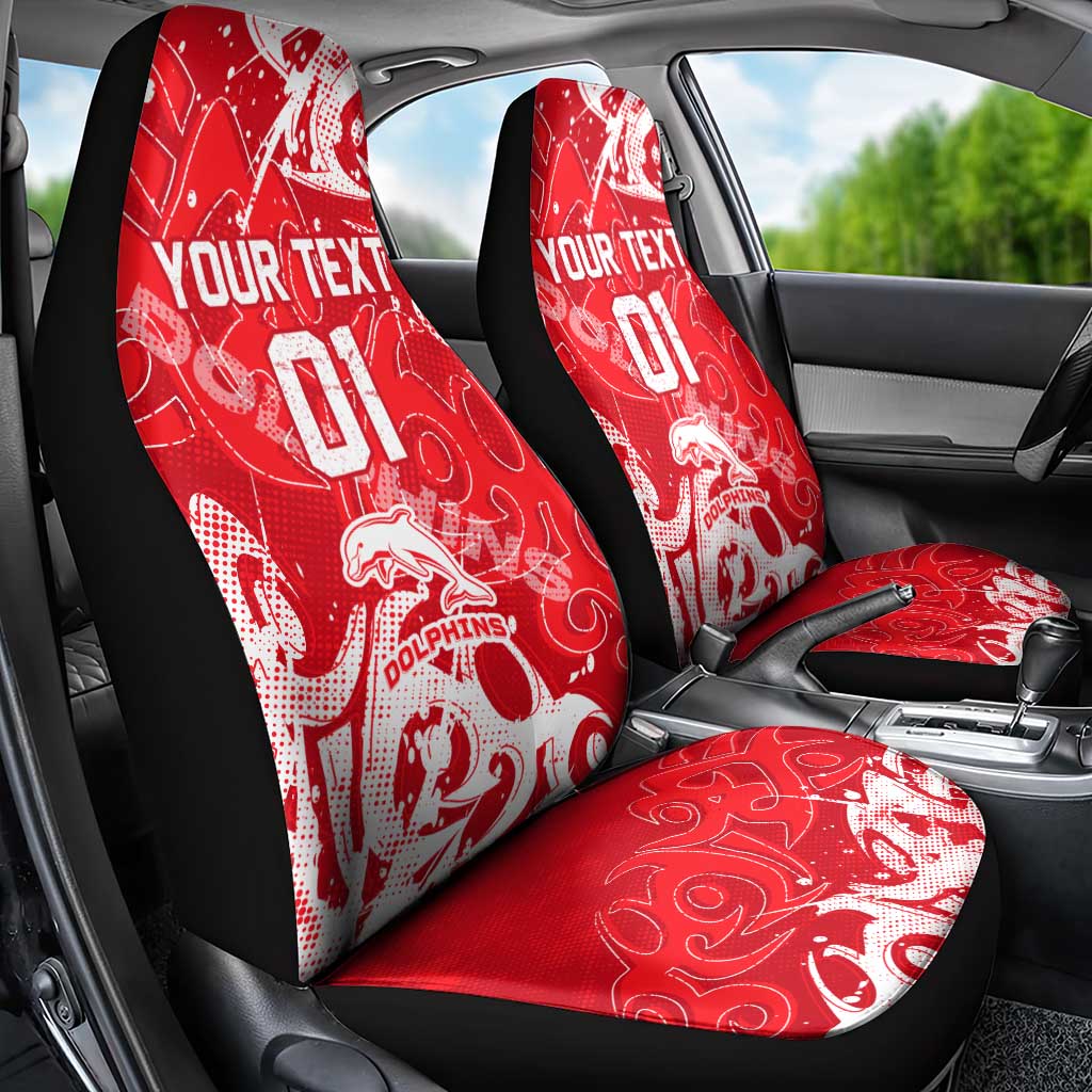 Personalized Dolphins Rugby Car Seat Cover Urban Street Graffiti Style - Distressed Splatter Elements