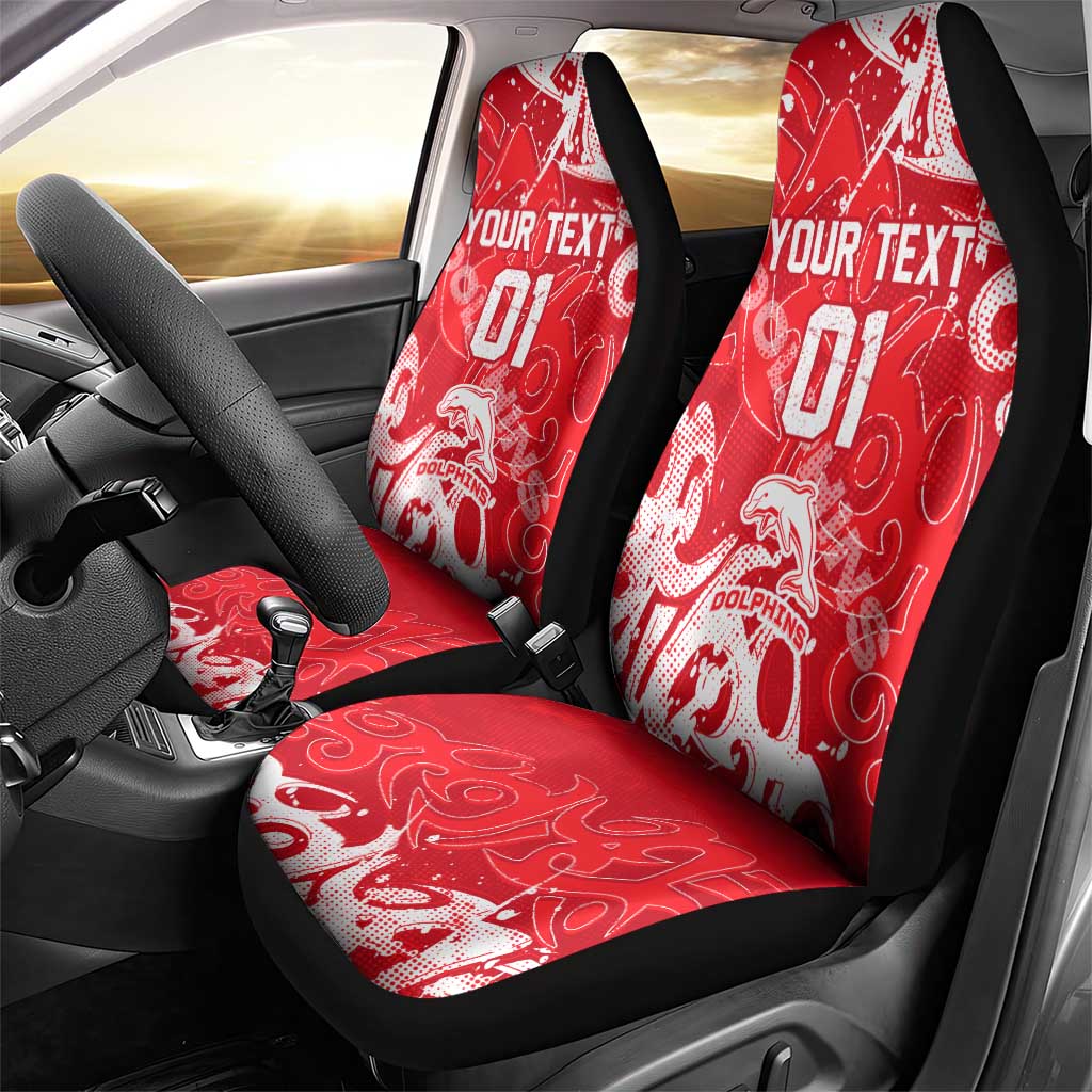Personalized Dolphins Rugby Car Seat Cover Urban Street Graffiti Style - Distressed Splatter Elements