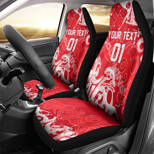 Personalized Dolphins Rugby Car Seat Cover Urban Street Graffiti Style - Distressed Splatter Elements