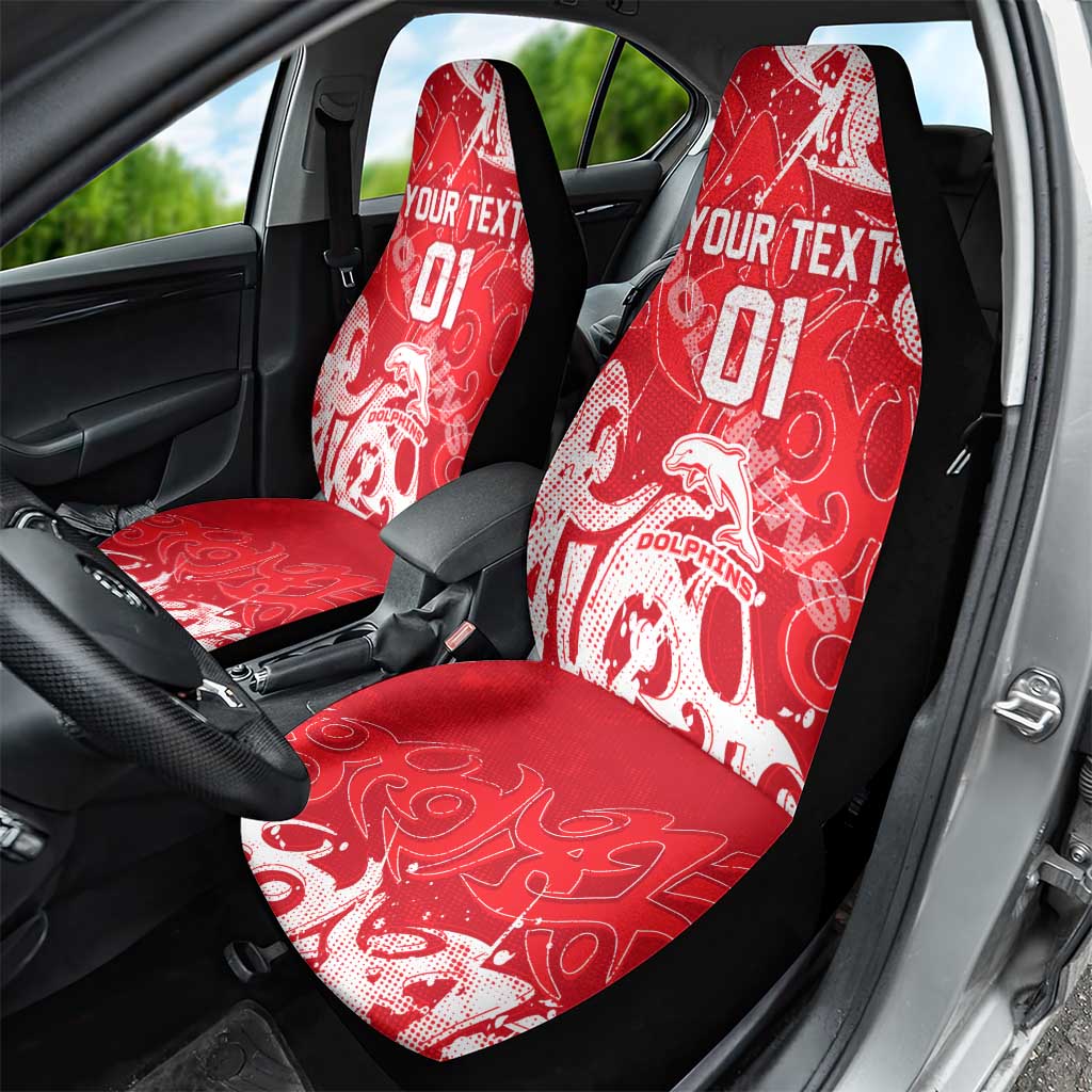 Personalized Dolphins Rugby Car Seat Cover Urban Street Graffiti Style - Distressed Splatter Elements