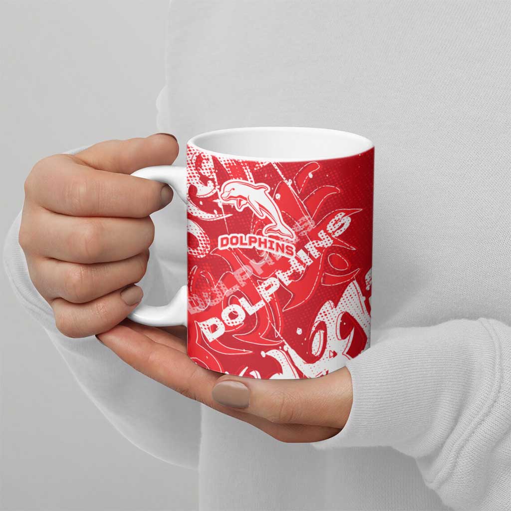 Personalized Dolphins Rugby Ceramic Mug Urban Street Graffiti Style - Distressed Splatter Elements