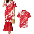 Personalized Dolphins Rugby Couples Matching Mermaid Dress and Hawaiian Shirt Urban Street Graffiti Style - Distressed Splatter Elements