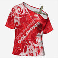 Personalized Dolphins Rugby Cross Shoulder Shirt Urban Street Graffiti Style - Distressed Splatter Elements