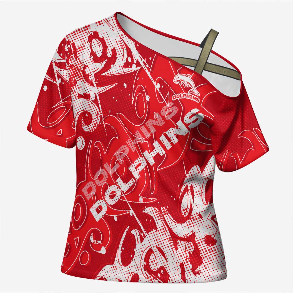 Personalized Dolphins Rugby Cross Shoulder Shirt Urban Street Graffiti Style - Distressed Splatter Elements
