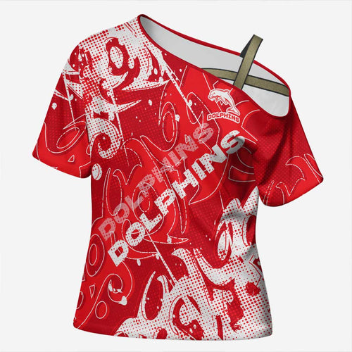 Personalized Dolphins Rugby Cross Shoulder Shirt Urban Street Graffiti Style - Distressed Splatter Elements