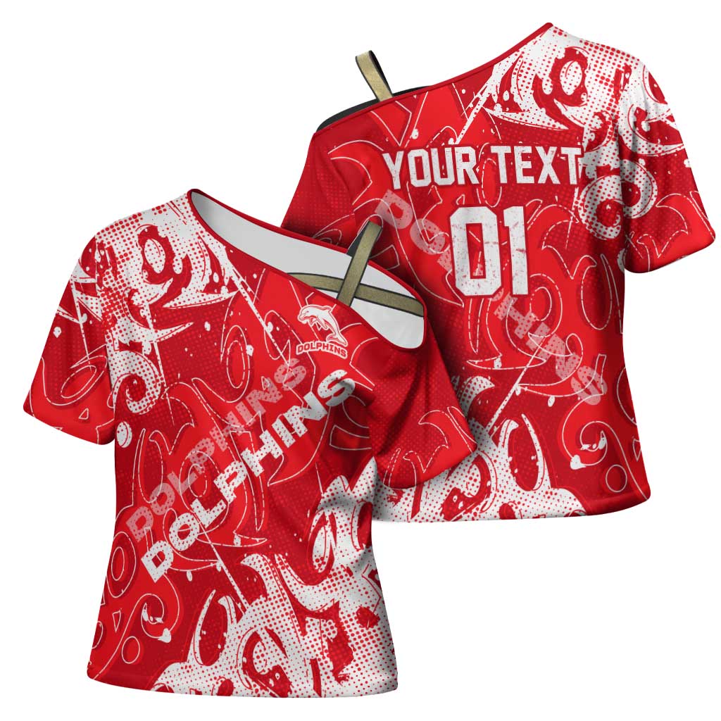 Personalized Dolphins Rugby Cross Shoulder Shirt Urban Street Graffiti Style - Distressed Splatter Elements