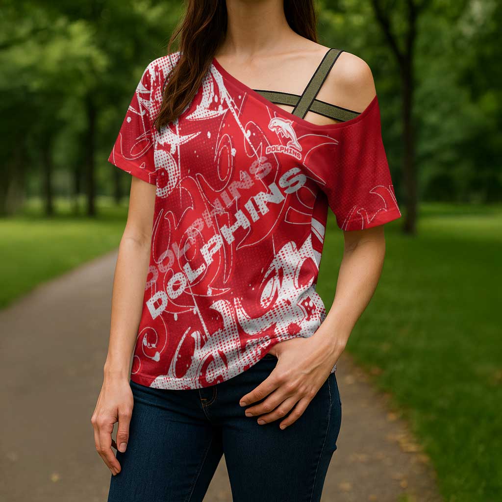 Personalized Dolphins Rugby Cross Shoulder Shirt Urban Street Graffiti Style - Distressed Splatter Elements
