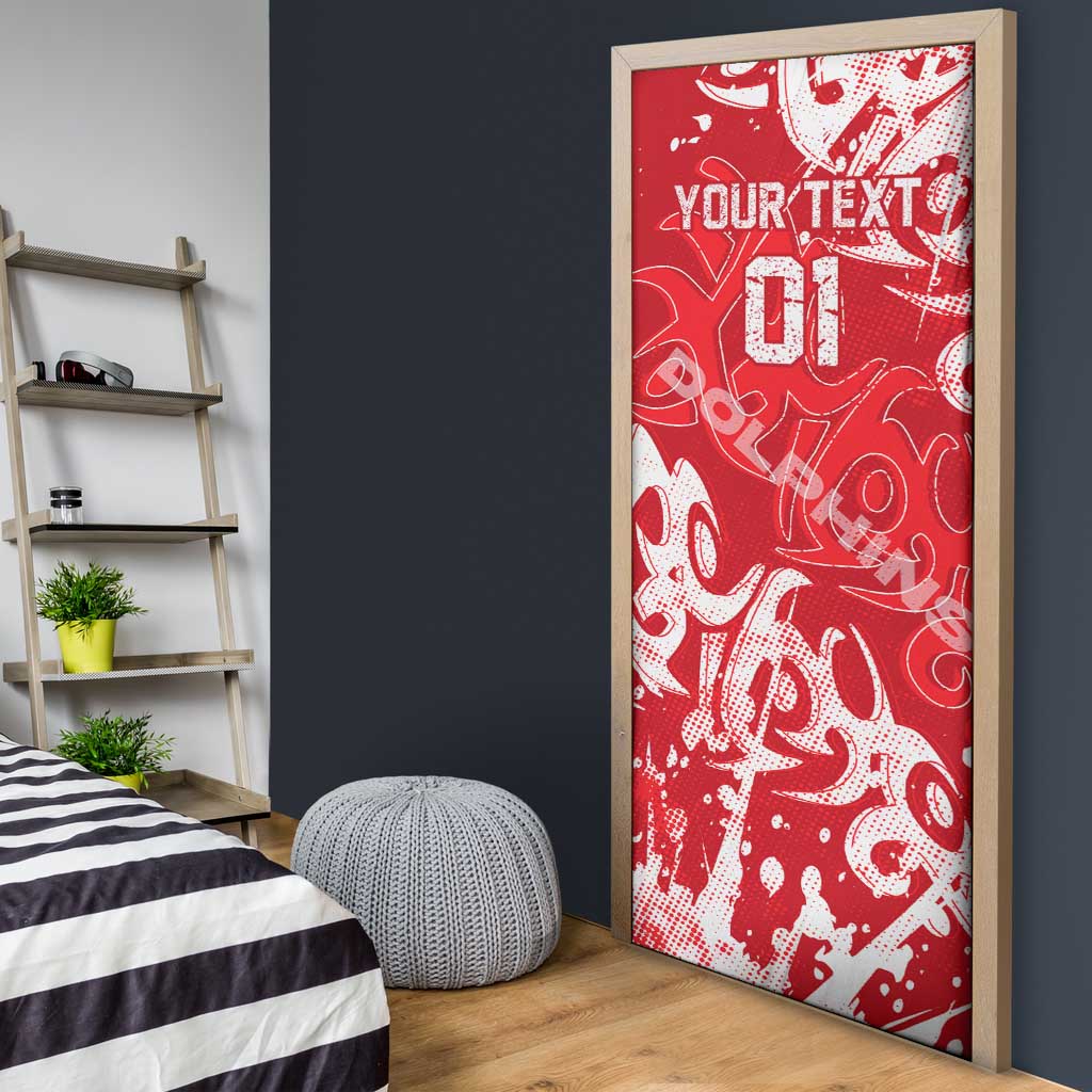 Personalized Dolphins Rugby Door Cover Urban Street Graffiti Style - Distressed Splatter Elements