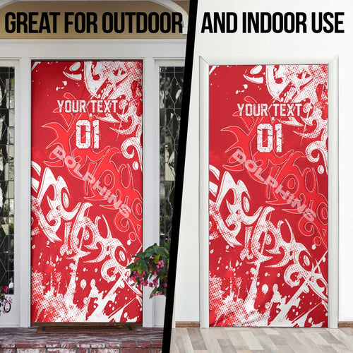 Personalized Dolphins Rugby Door Cover Urban Street Graffiti Style - Distressed Splatter Elements