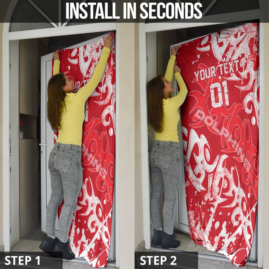 Personalized Dolphins Rugby Door Cover Urban Street Graffiti Style - Distressed Splatter Elements