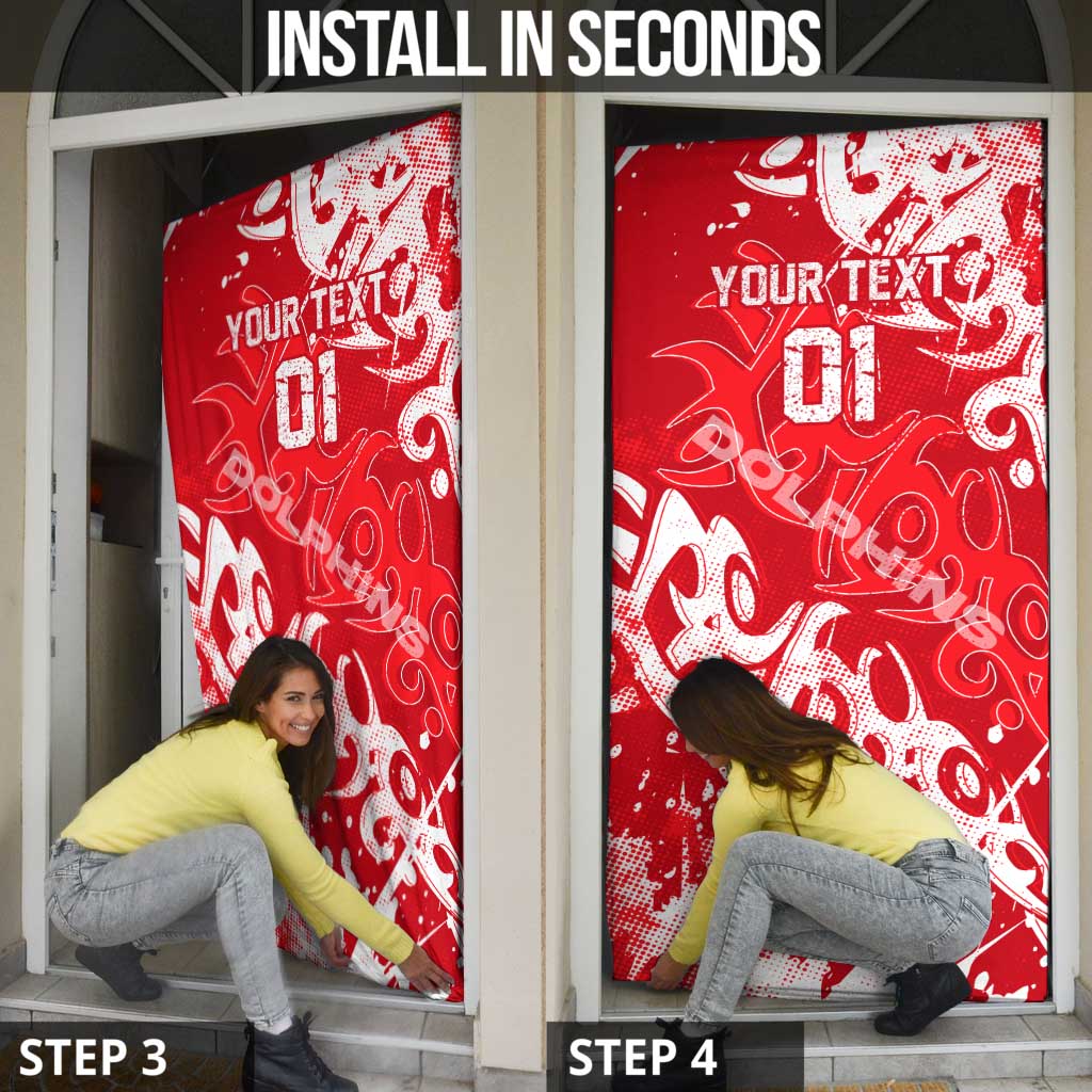 Personalized Dolphins Rugby Door Cover Urban Street Graffiti Style - Distressed Splatter Elements