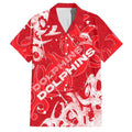 Personalized Dolphins Rugby Family Matching Long Sleeve Bodycon Dress and Hawaiian Shirt Urban Street Graffiti Style - Distressed Splatter Elements