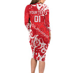 Personalized Dolphins Rugby Family Matching Long Sleeve Bodycon Dress and Hawaiian Shirt Urban Street Graffiti Style - Distressed Splatter Elements