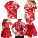 Personalized Dolphins Rugby Family Matching Mermaid Dress and Hawaiian Shirt Urban Street Graffiti Style - Distressed Splatter Elements