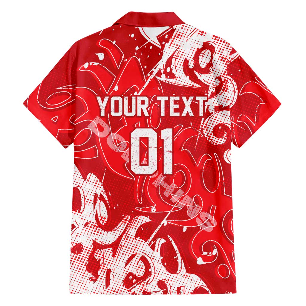 Personalized Dolphins Rugby Family Matching Off Shoulder Short Dress and Hawaiian Shirt Urban Street Graffiti Style - Distressed Splatter Elements