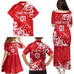 Personalized Dolphins Rugby Family Matching Puletasi and Hawaiian Shirt Urban Street Graffiti Style - Distressed Splatter Elements