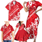 Personalized Dolphins Rugby Family Matching Short Sleeve Bodycon Dress and Hawaiian Shirt Urban Street Graffiti Style - Distressed Splatter Elements