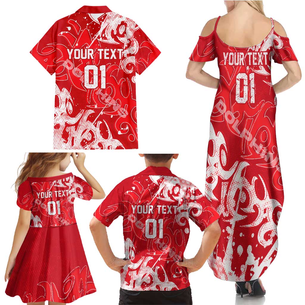 Personalized Dolphins Rugby Family Matching Summer Maxi Dress and Hawaiian Shirt Urban Street Graffiti Style - Distressed Splatter Elements
