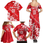 Personalized Dolphins Rugby Family Matching Summer Maxi Dress and Hawaiian Shirt Urban Street Graffiti Style - Distressed Splatter Elements