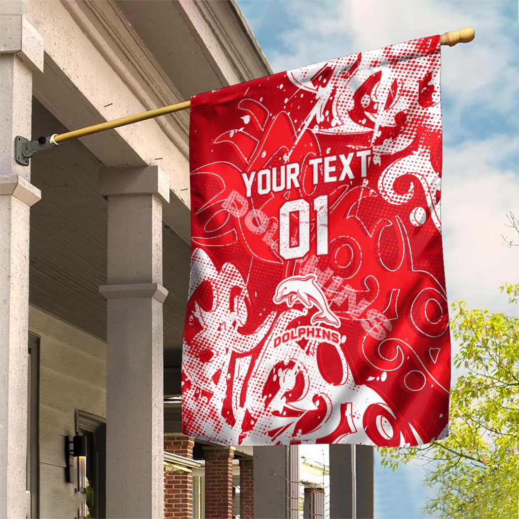 Personalized Dolphins Rugby Garden Flag Urban Street Graffiti Style - Distressed Splatter Elements