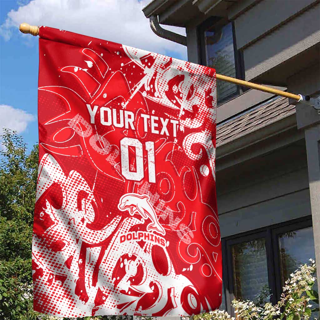 Personalized Dolphins Rugby Garden Flag Urban Street Graffiti Style - Distressed Splatter Elements