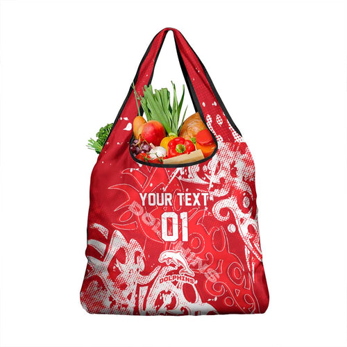 Personalized Dolphins Rugby Grocery Bag Urban Street Graffiti Style - Distressed Splatter Elements