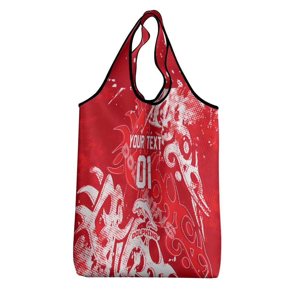 Personalized Dolphins Rugby Grocery Bag Urban Street Graffiti Style - Distressed Splatter Elements