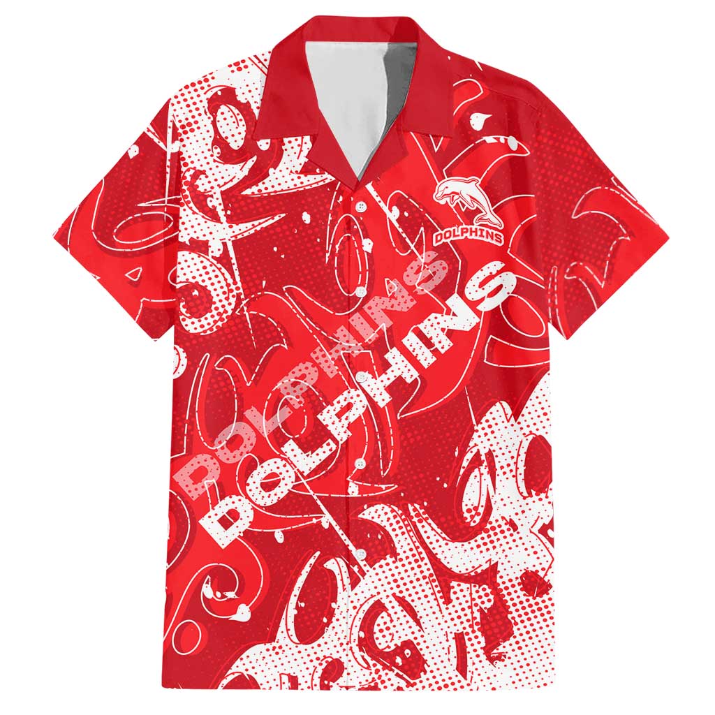 Personalized Dolphins Rugby Hawaiian Shirt Urban Street Graffiti Style - Distressed Splatter Elements