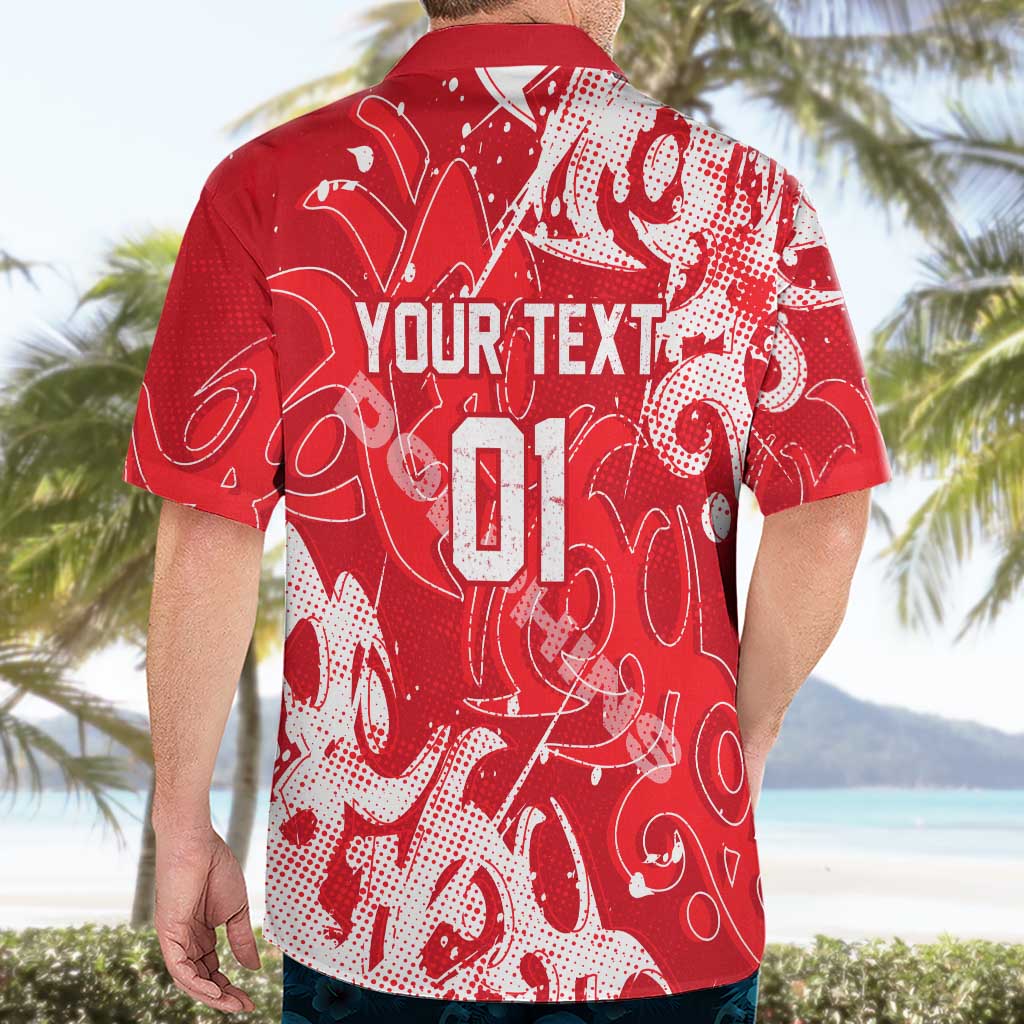 Personalized Dolphins Rugby Hawaiian Shirt Urban Street Graffiti Style - Distressed Splatter Elements