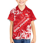 Personalized Dolphins Rugby Hawaiian Shirt Urban Street Graffiti Style - Distressed Splatter Elements