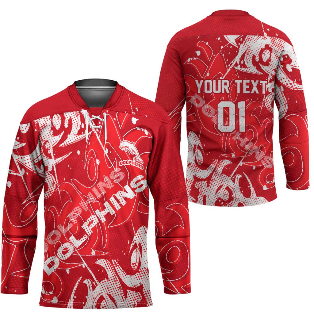 Personalized Dolphins Rugby Hockey Jersey Urban Street Graffiti Style - Distressed Splatter Elements