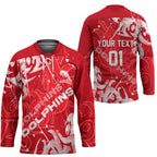 Personalized Dolphins Rugby Hockey Jersey Urban Street Graffiti Style - Distressed Splatter Elements