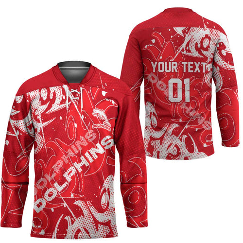 Personalized Dolphins Rugby Hockey Jersey Urban Street Graffiti Style - Distressed Splatter Elements