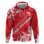 Personalized Dolphins Rugby Hoodie Urban Street Graffiti Style - Distressed Splatter Elements