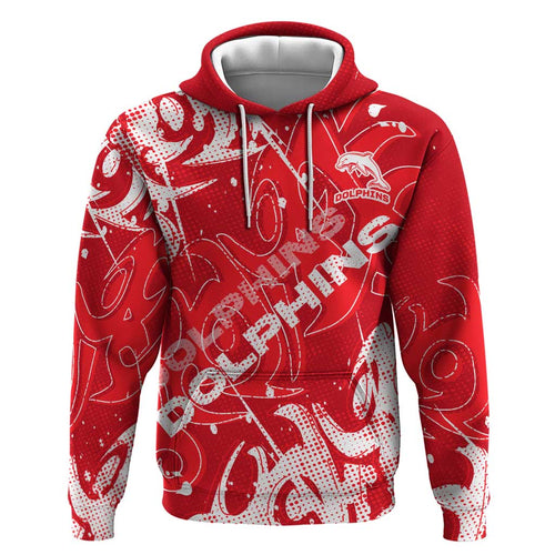 Personalized Dolphins Rugby Hoodie Urban Street Graffiti Style - Distressed Splatter Elements