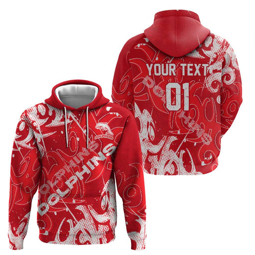Personalized Dolphins Rugby Hoodie Urban Street Graffiti Style - Distressed Splatter Elements