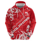 Personalized Dolphins Rugby Hoodie Urban Street Graffiti Style - Distressed Splatter Elements