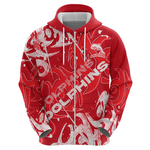 Personalized Dolphins Rugby Hoodie Urban Street Graffiti Style - Distressed Splatter Elements