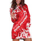 Personalized Dolphins Rugby Hoodie Dress Urban Street Graffiti Style - Distressed Splatter Elements