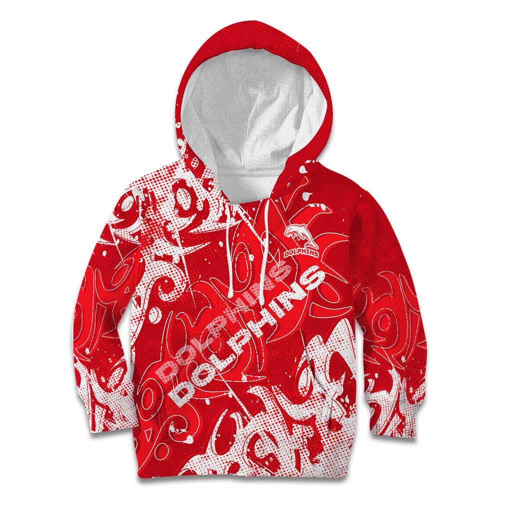 Personalized Dolphins Rugby Kid Hoodie Urban Street Graffiti Style - Distressed Splatter Elements