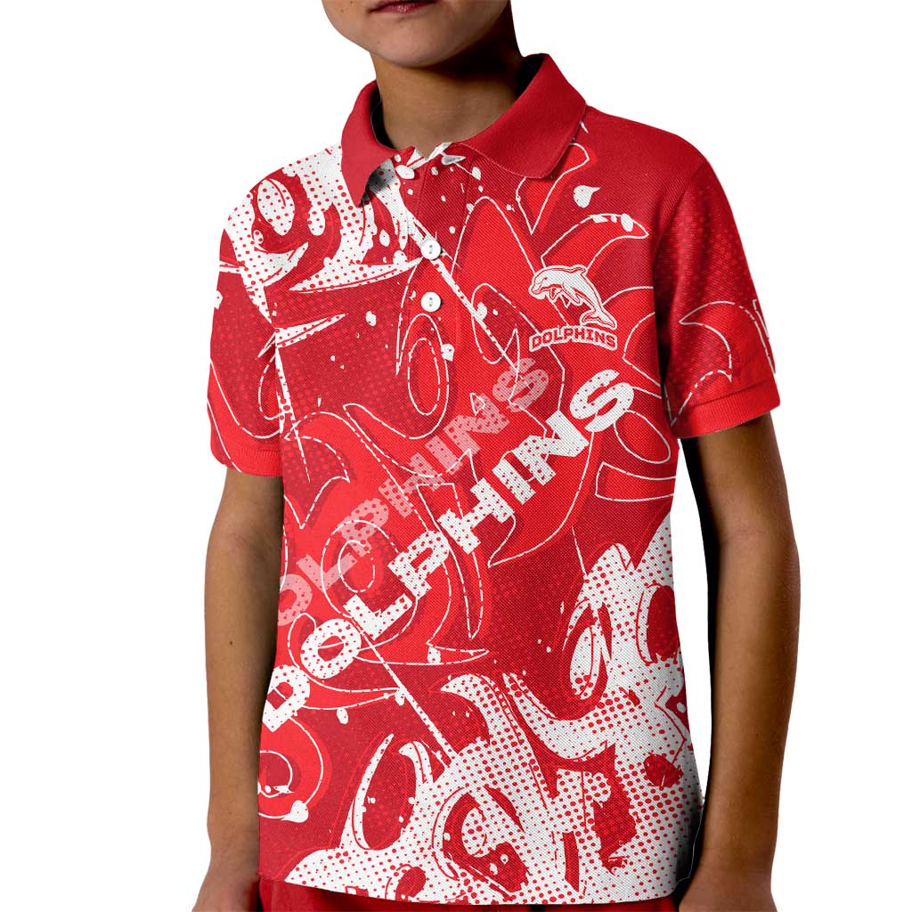 Personalized Dolphins Rugby Kid Polo Shirt Urban Street Graffiti Style - Distressed Splatter Elements