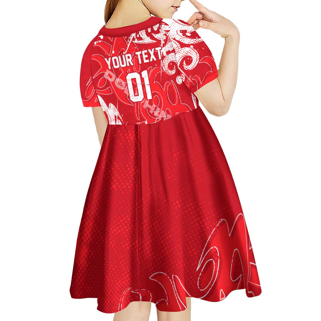 Personalized Dolphins Rugby Kid Short Sleeve Dress Urban Street Graffiti Style - Distressed Splatter Elements