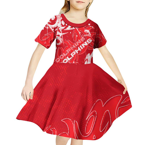 Personalized Dolphins Rugby Kid Short Sleeve Dress Urban Street Graffiti Style - Distressed Splatter Elements