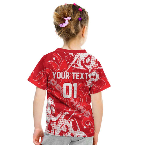 Personalized Dolphins Rugby Kid T Shirt Urban Street Graffiti Style - Distressed Splatter Elements