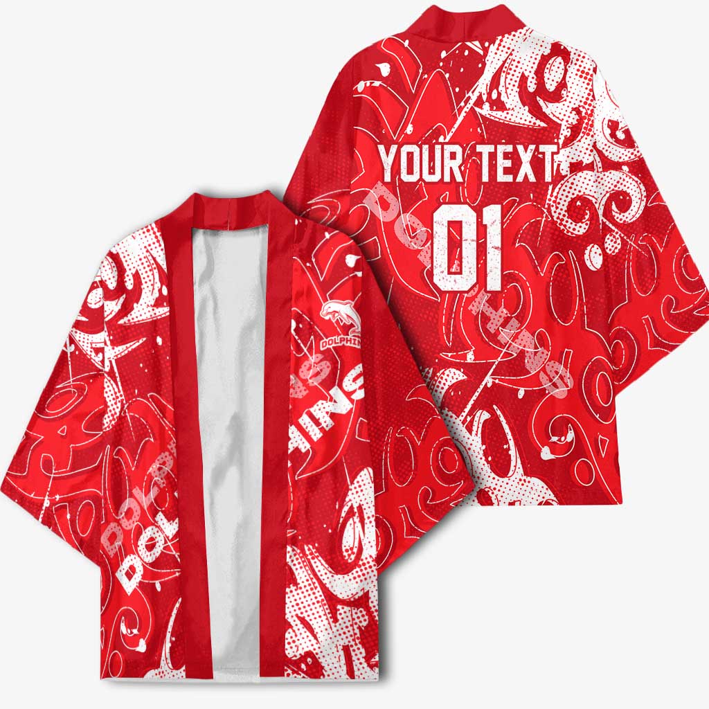 Personalized Dolphins Rugby Kimono Urban Street Graffiti Style - Distressed Splatter Elements