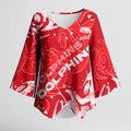 Personalized Dolphins Rugby Kimono Sleeve Blouse Urban Street Graffiti Style - Distressed Splatter Elements