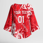 Personalized Dolphins Rugby Kimono Sleeve Blouse Urban Street Graffiti Style - Distressed Splatter Elements