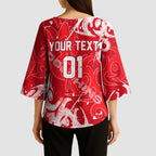 Personalized Dolphins Rugby Kimono Sleeve Blouse Urban Street Graffiti Style - Distressed Splatter Elements
