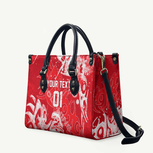 Personalized Dolphins Rugby Leather Bag Urban Street Graffiti Style - Distressed Splatter Elements