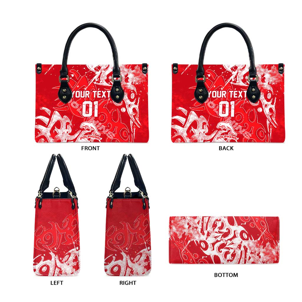 Personalized Dolphins Rugby Leather Bag Urban Street Graffiti Style - Distressed Splatter Elements